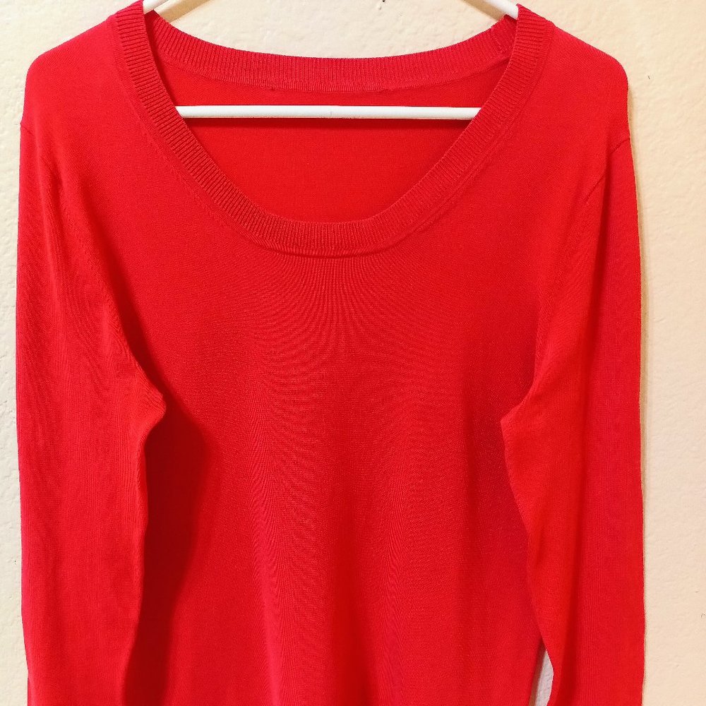 Women's Sweater, W-18", L-23 1/4" Long Sleeves, Orange-Red
